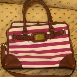 EUC Pink and White Stripe Micheal Kors Hamilton